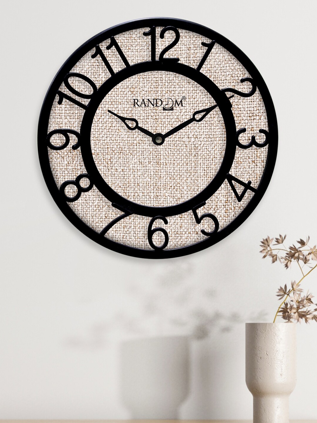 

RANDOM Beige & Black Printed Analogue Contemporary Round Wall Clock