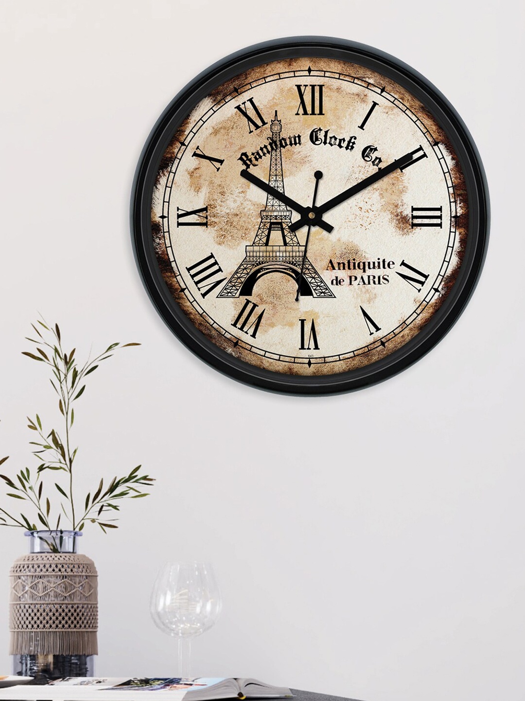 

RANDOM Off White & Brown Printed Analogue Contemporary Round Wall Clock