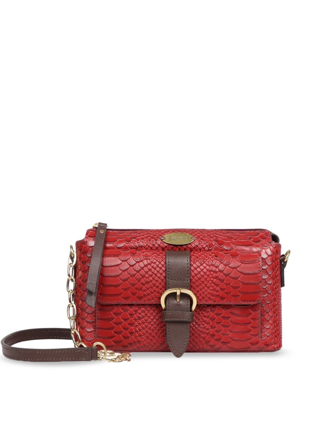 

Hidesign Textured Structured Leather Sling Bag, Red