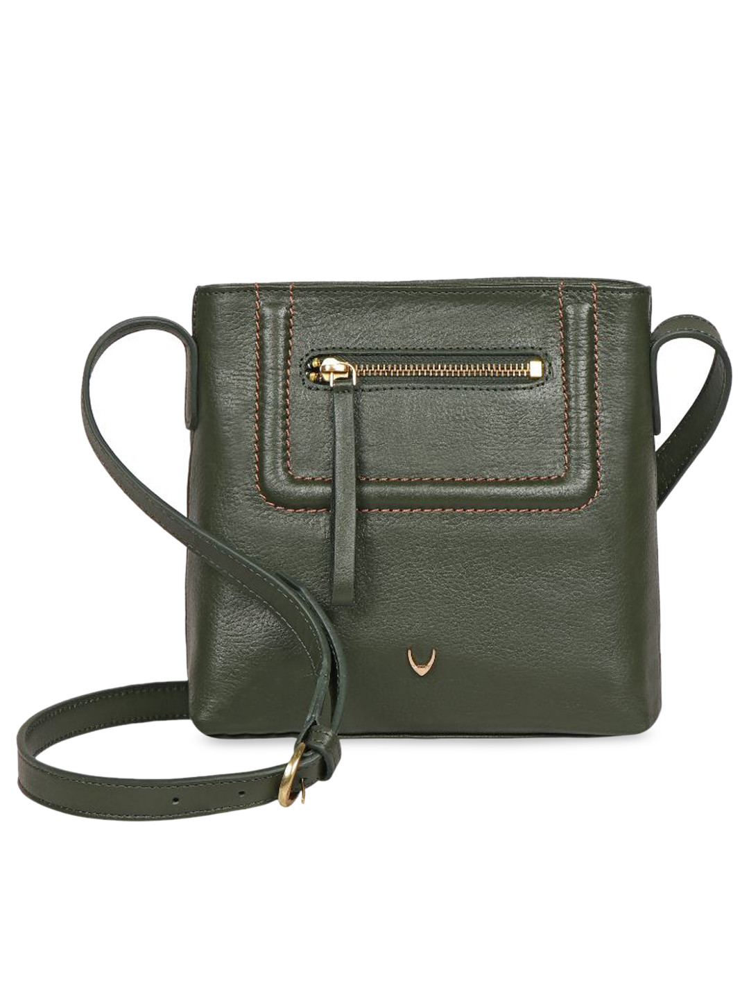 

Hidesign Zip Detail Non-Detachable Sling Strap Leather Sling Bag, Green