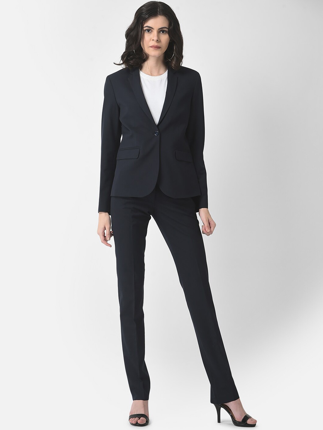 

Crimsoune Club Women 2 Pieces Notched Lapel Single-Breasted Suit, Navy blue