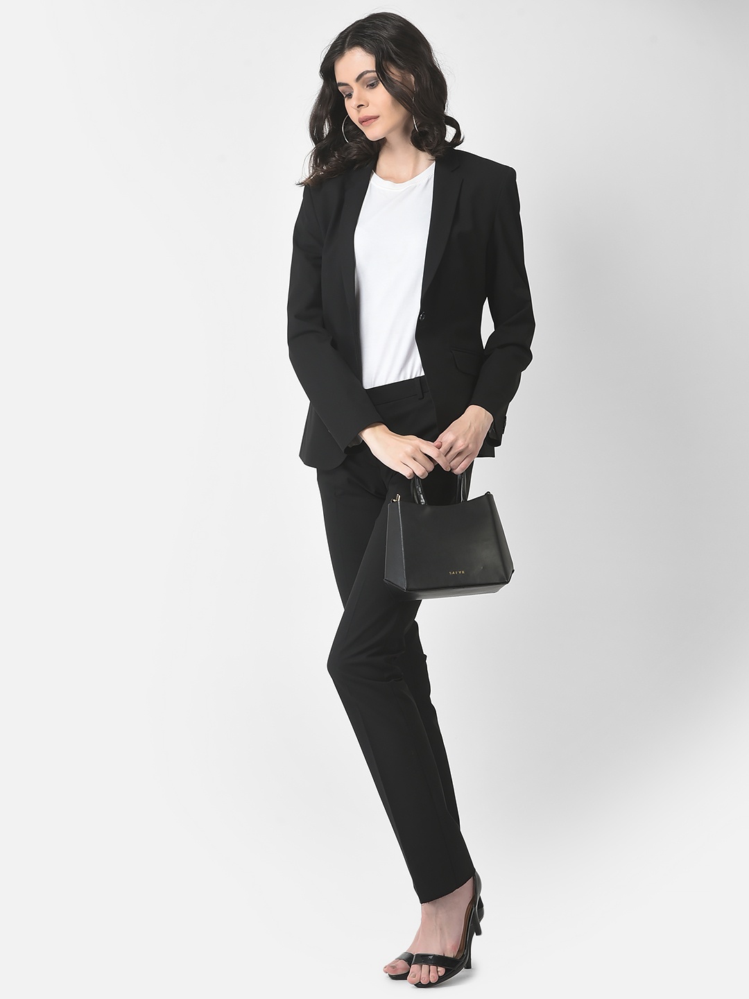 

Crimsoune Club Women 2 Pieces Notched Lapel Single-Breasted Suit, Black
