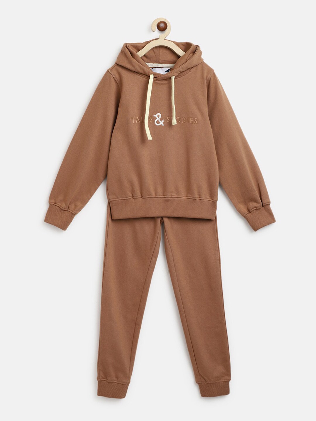 

TALES & STORIES Kids Brand Logo Printed Night Suit, Brown