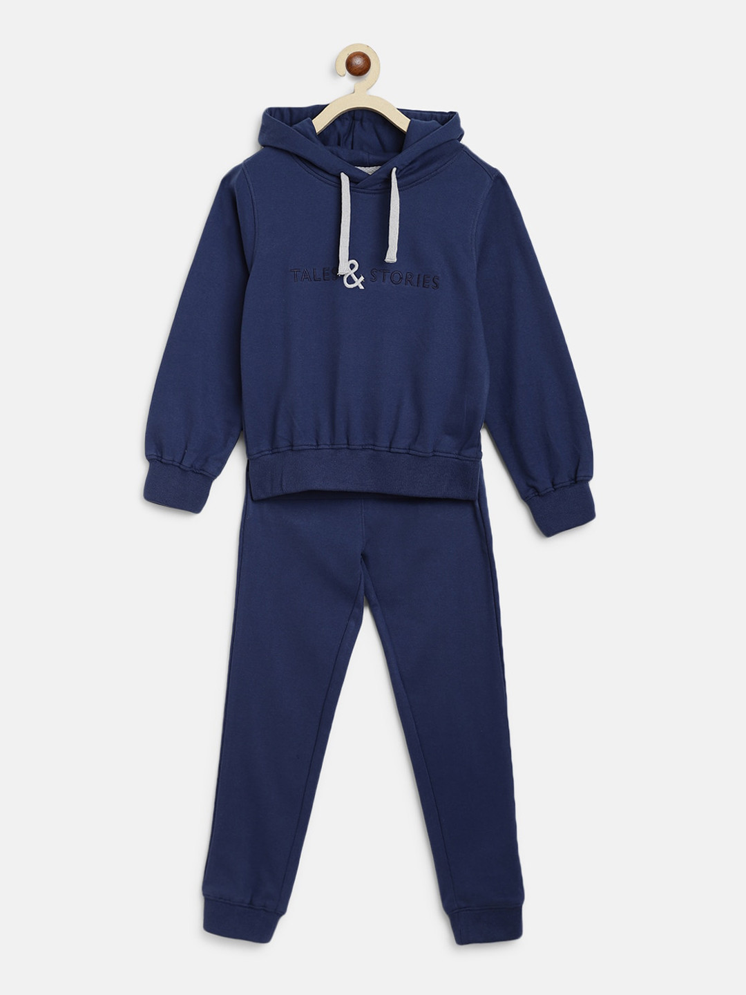 

TALES & STORIES Kids Hooded Night Suit, Navy blue