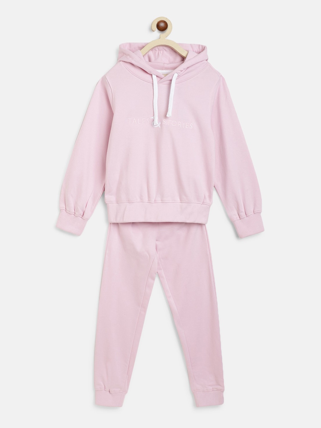 

TALES & STORIES Kids Hooded Neck Night Suit, Pink