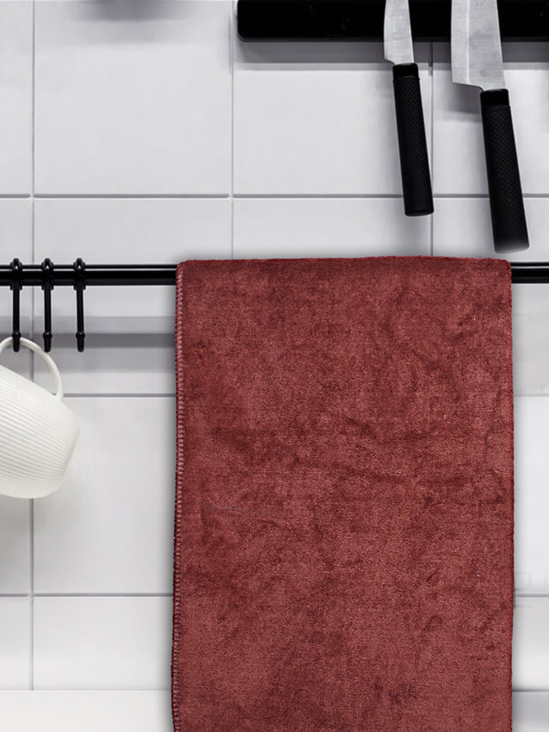 

Kuber Industries Red & Brown 3 Pieces Microfiber Kitchen Towels