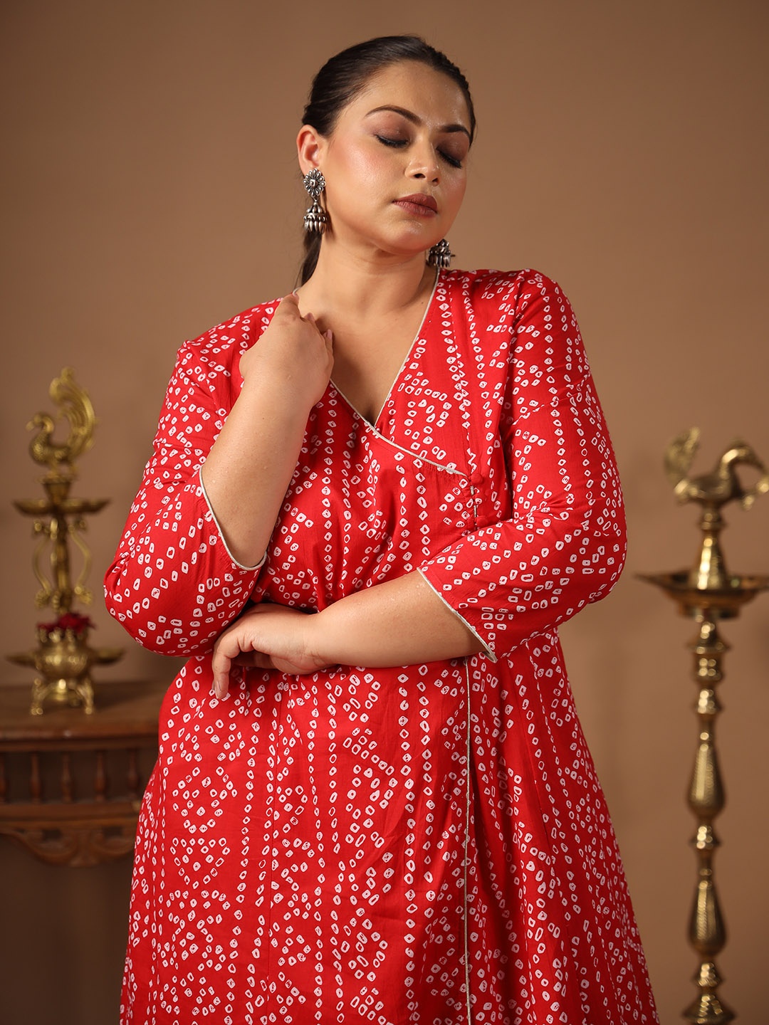 

anayna Bandhani Printed Kurta, Red