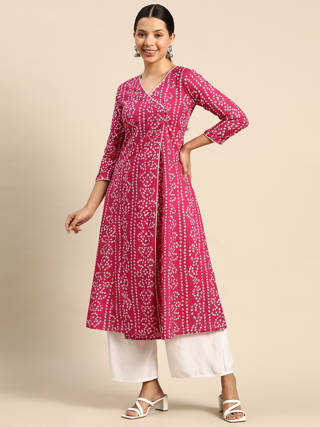 

anayna Bandhani Printed Kurta, Pink