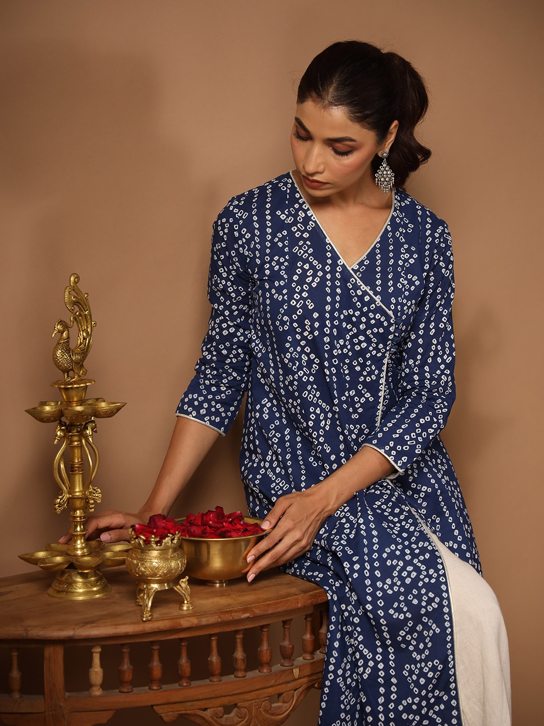 

anayna Bandhani Printed Kurta, Blue