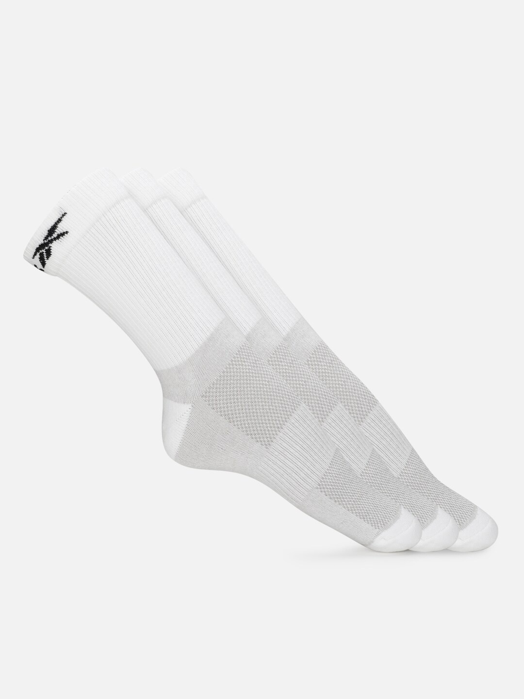 

Reebok Men Pack Of 3 Patterned Cotton Above Ankle-Length Socks, White