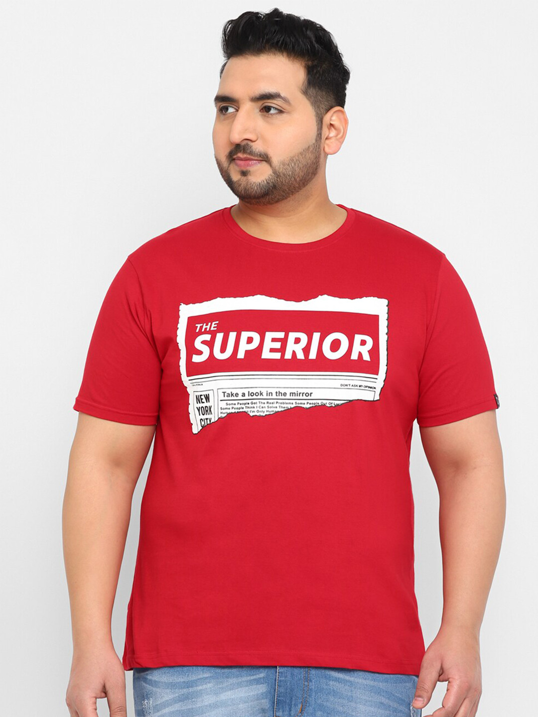 

Urbano Plus Men Plus Size Typography Printed Cotton T-shirt, Red