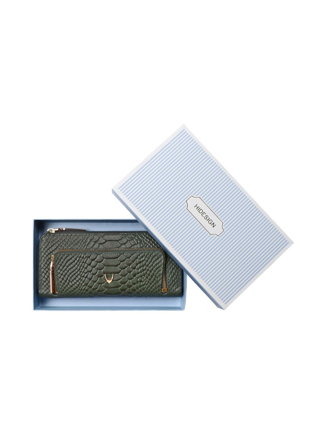 

Hidesign Animal Textured Zip Around Wallet, Olive
