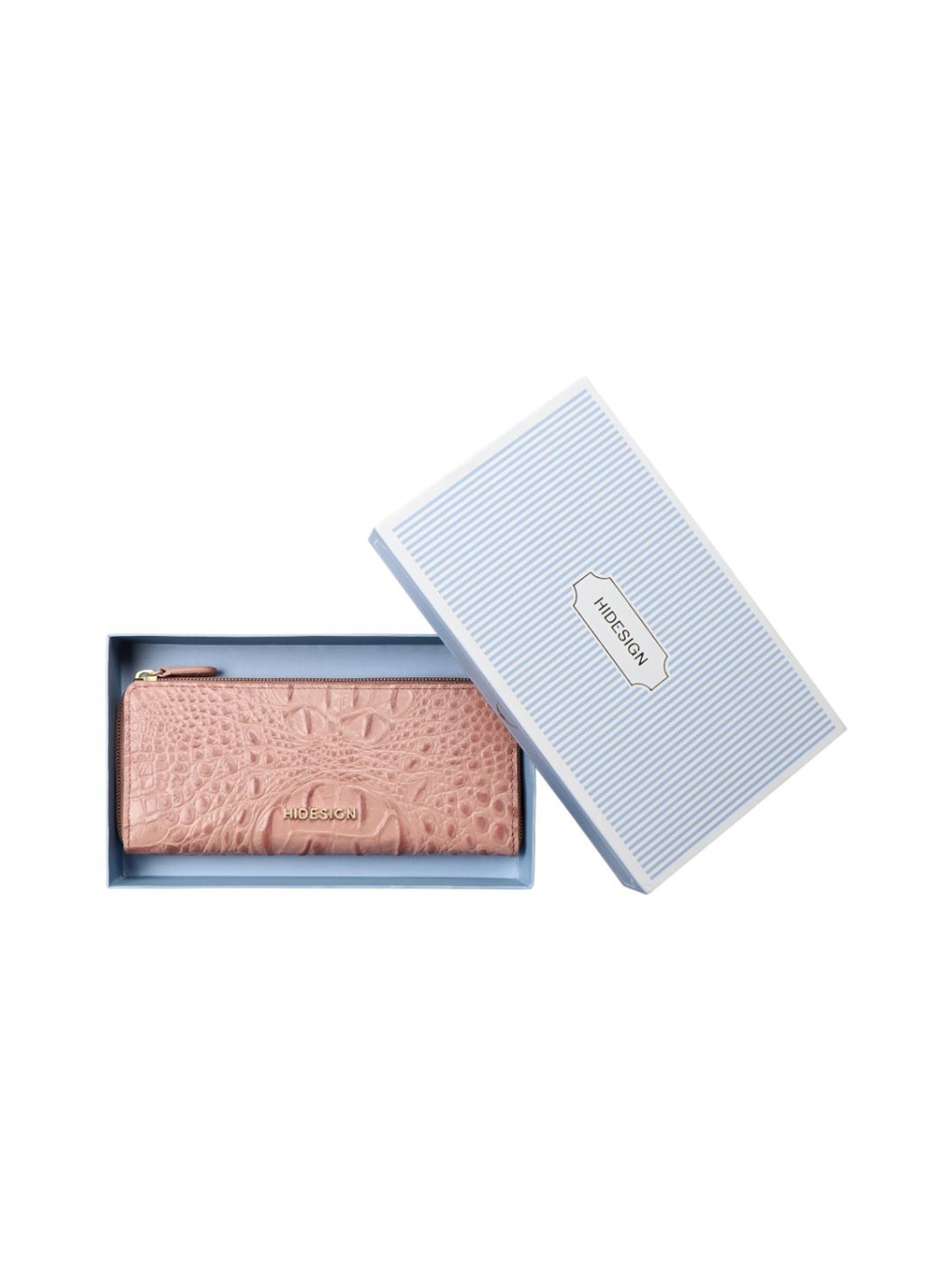 

Hidesign Animal Textured Zip Around Wallet, Peach