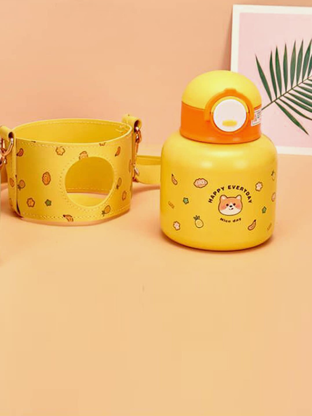 

Little Surprise Box LLP Kids Yellow Fruity Bear Stainless Steel Flask Water Bottle 520 ml