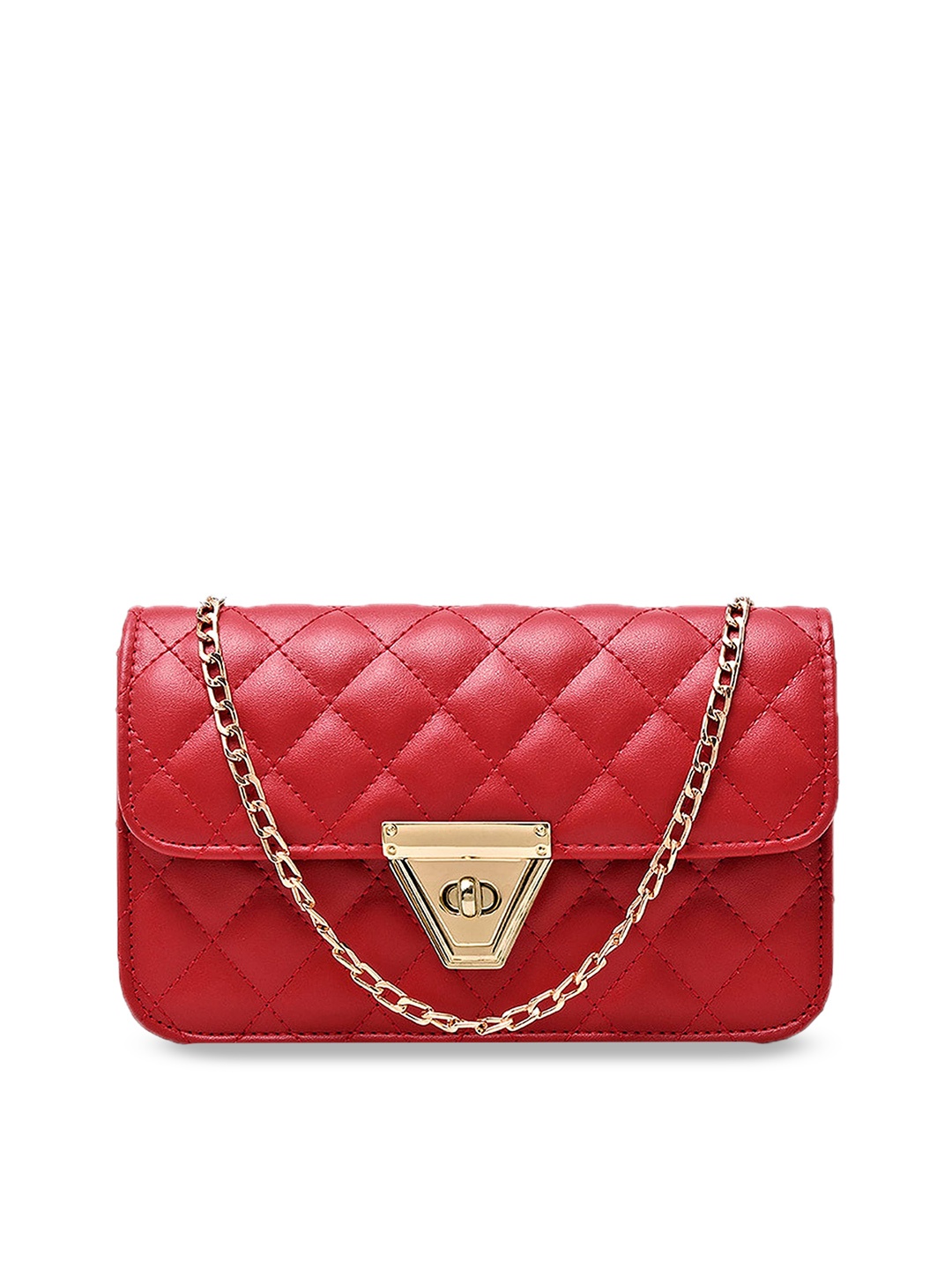 

Diva Dale Textured Structured Sling Bag With Quilted, Red