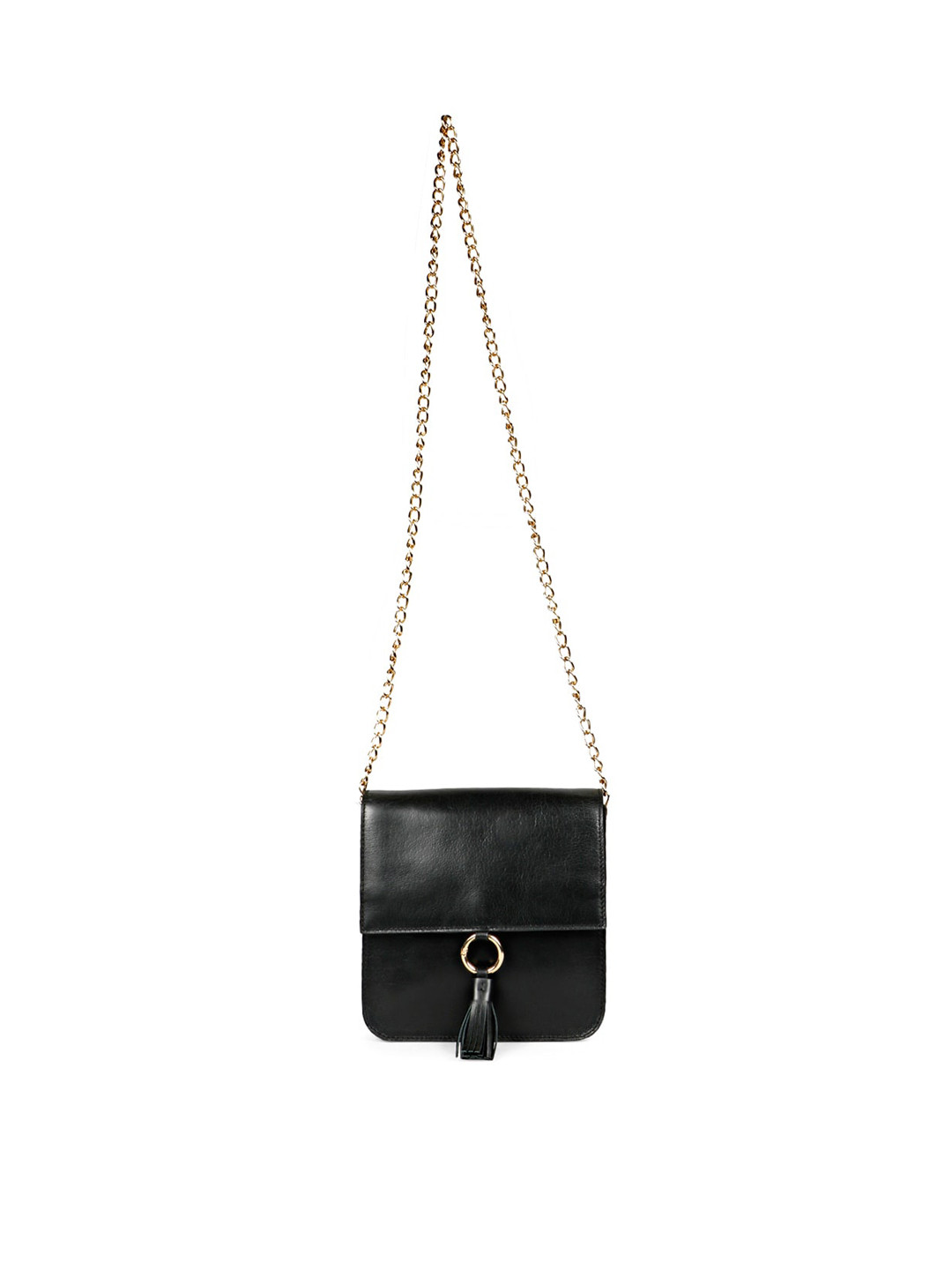 

Saint G Detachable Strap Tasselled Leather Sling Bag, Black