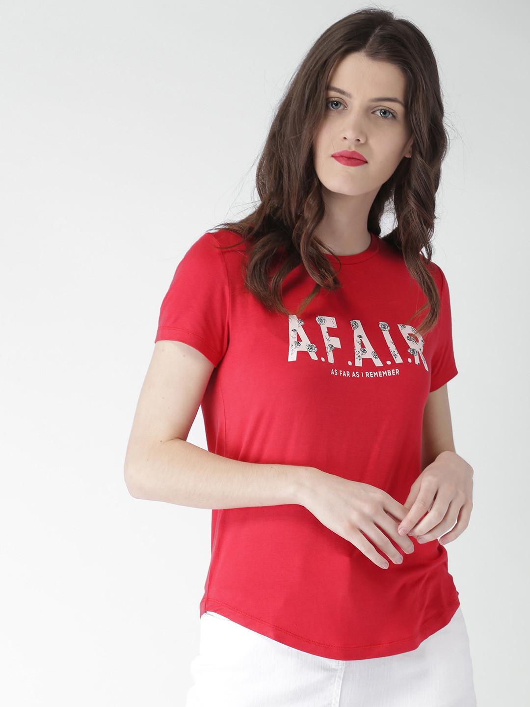 

Mast & Harbour Women Red Printed Round Neck T-shirt
