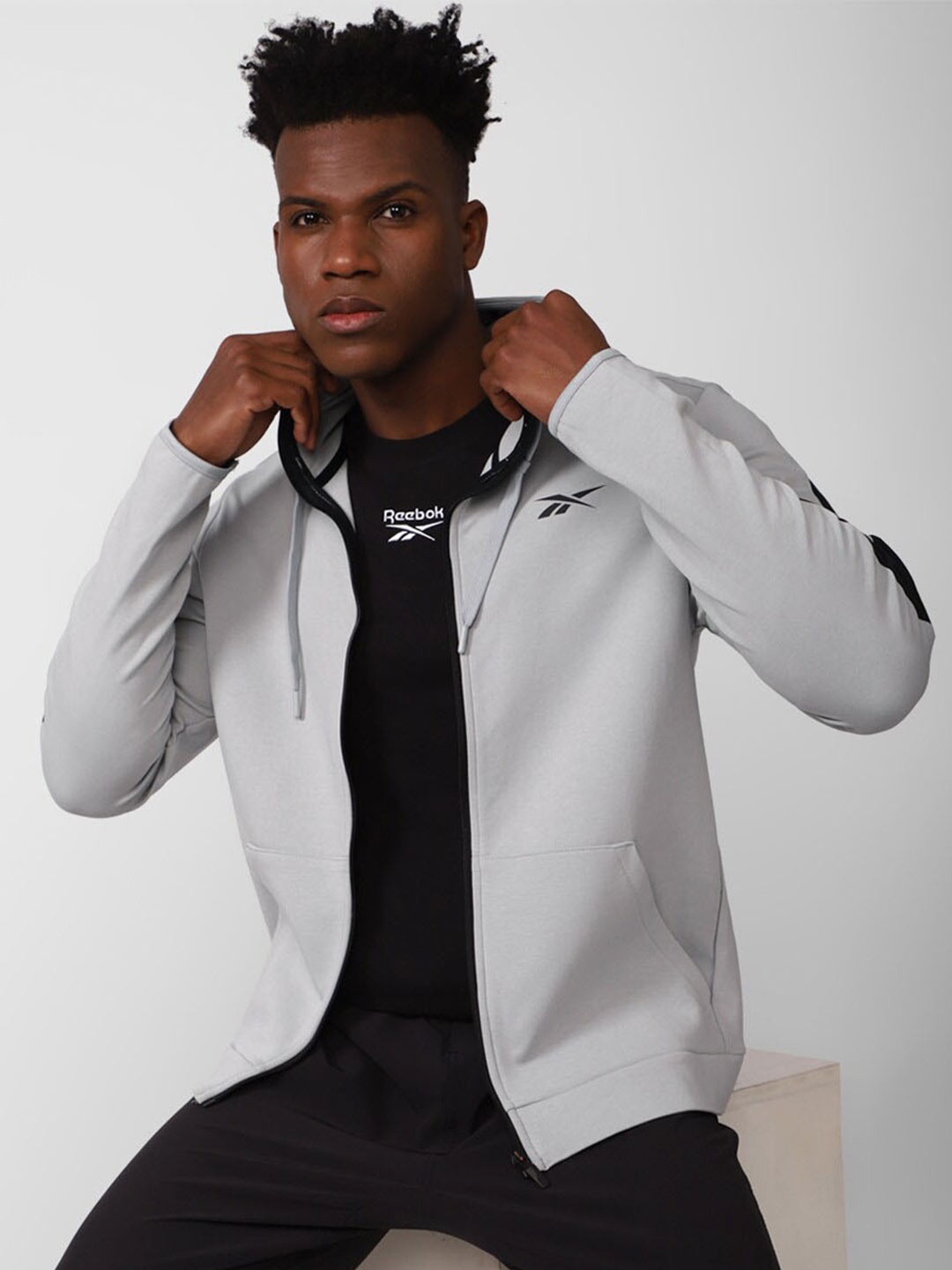 

Reebok Men Dream Blend FZ Hooded Jacket, Grey