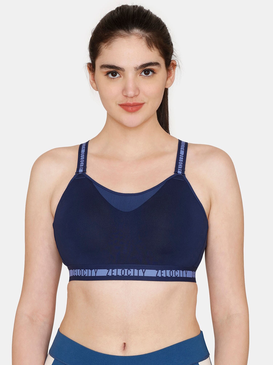 

Zelocity by Zivame Non-Padded Non-Wired Training & Gym All Day Comfort Workout Bra, Navy blue