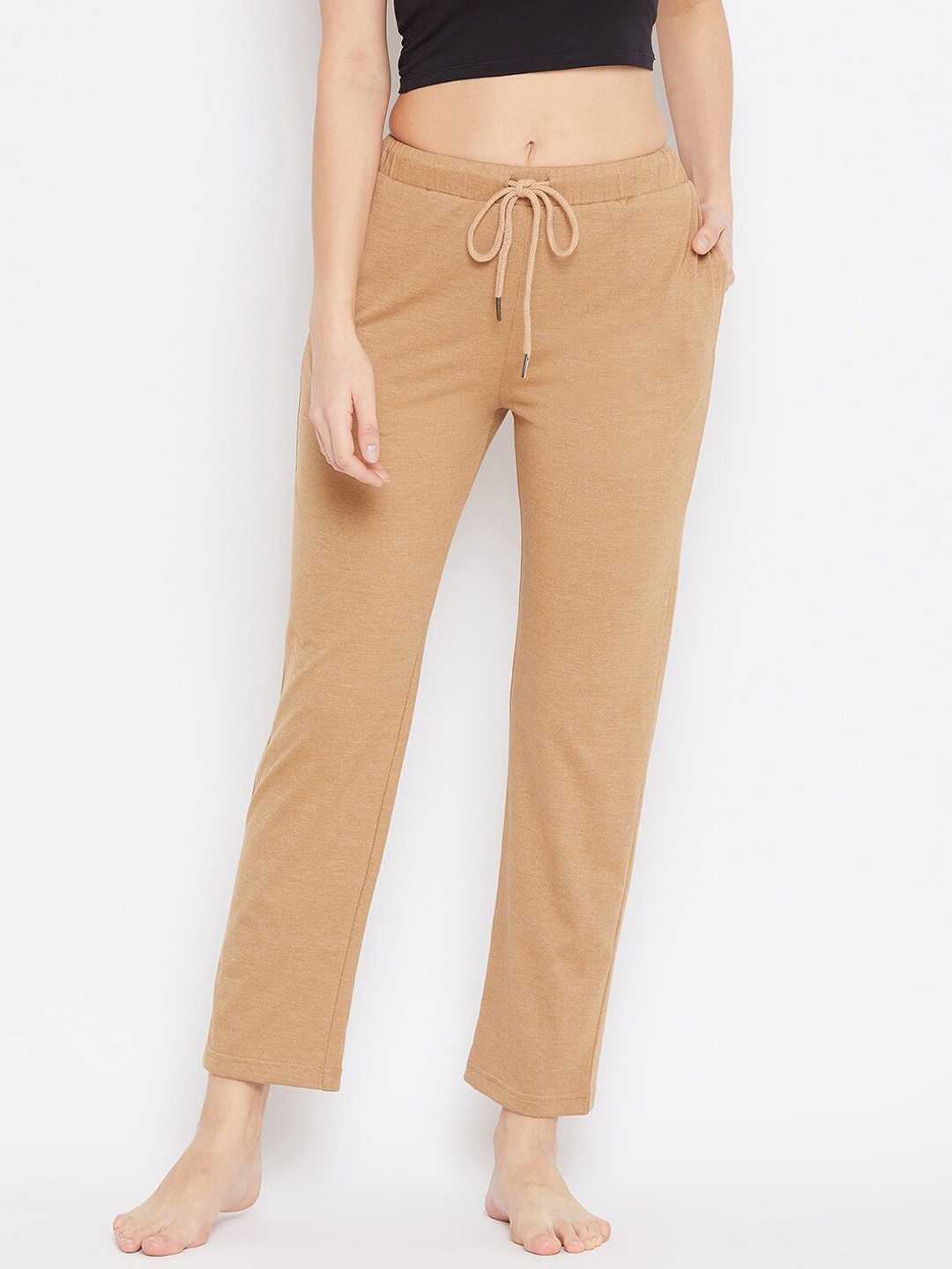 

Hypernation Women Mid-Rise Cotton Lounge Pants, Khaki