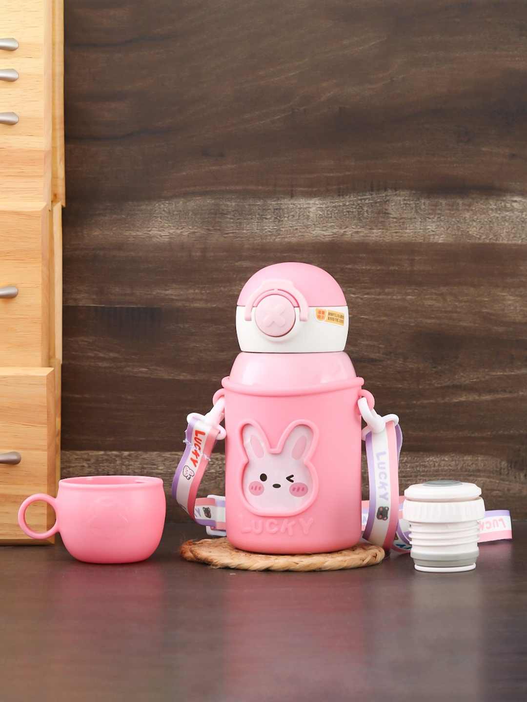 

Yellow Bee Kids Girls Printed Bunny In Space Flask 500 ml, Pink
