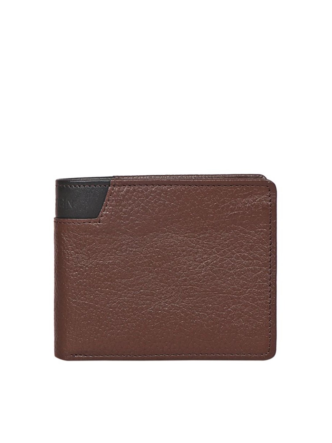 

Hidesign Men Leather Two Fold Non Detachable Flap Wallet, Brown