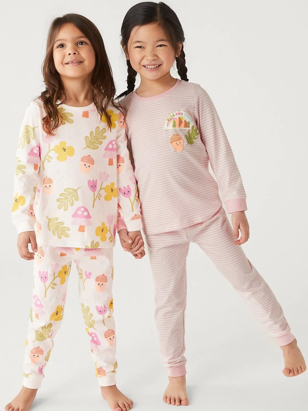 

Marks & Spencer Girls Pink & White Striped Night suit