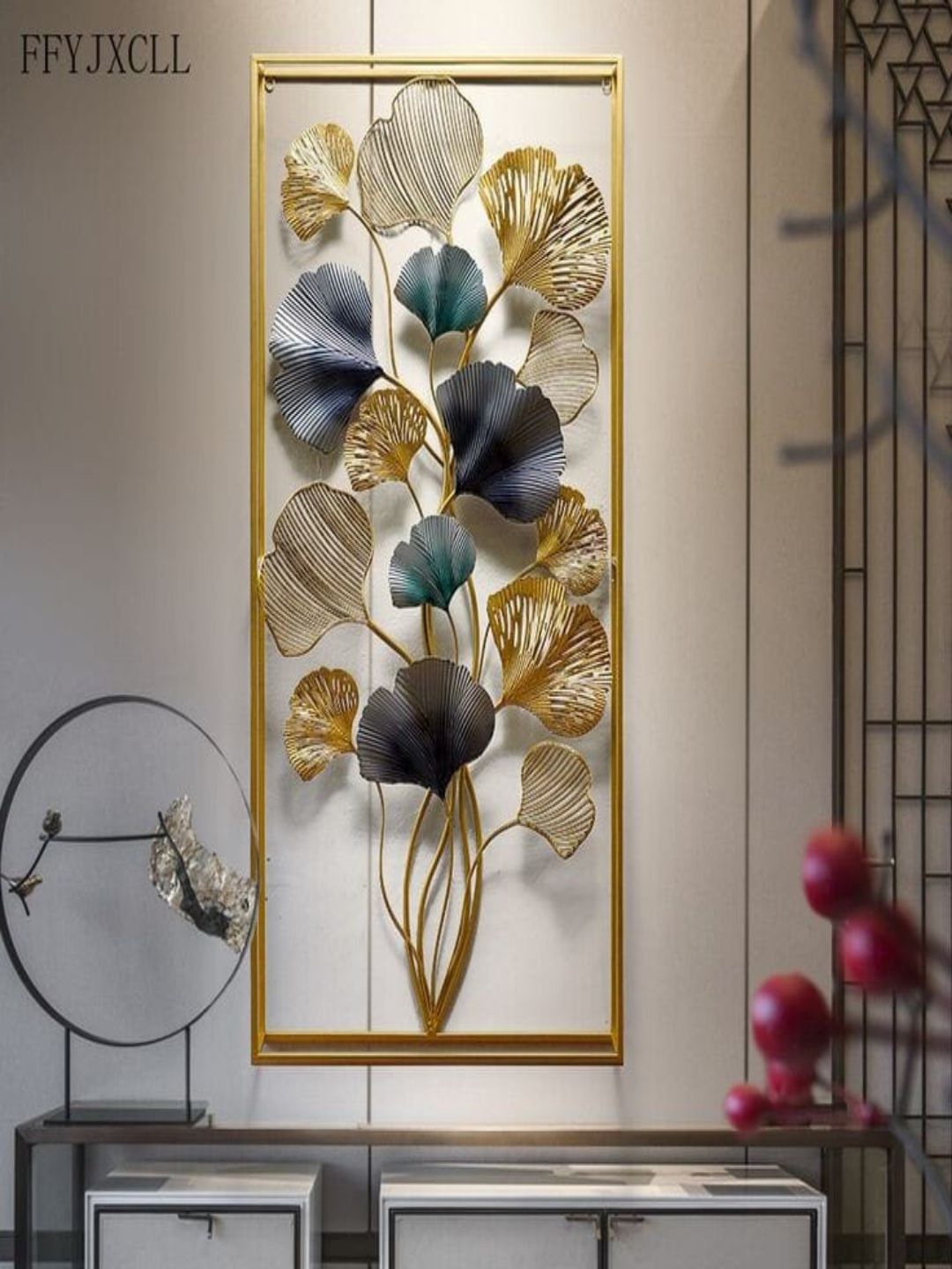

The Art House Gold-Toned & Black Textured Pendant Frame Metal Wall Decor