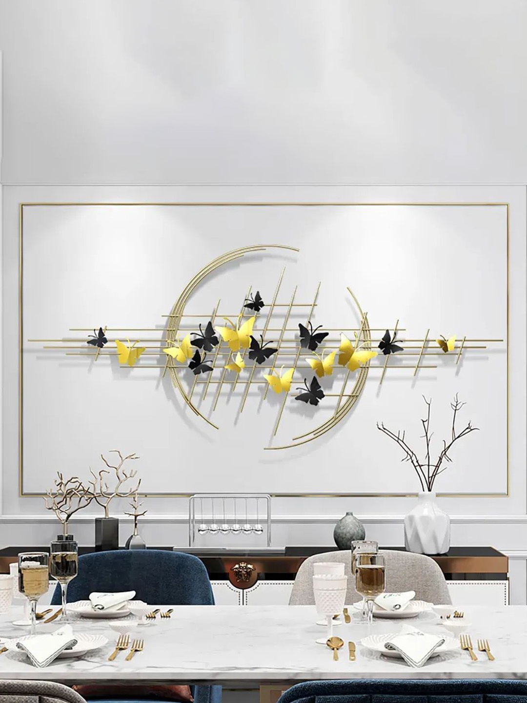 

The Art House Gold-Toned & Black Textured Butterfly Metal Wall Decor