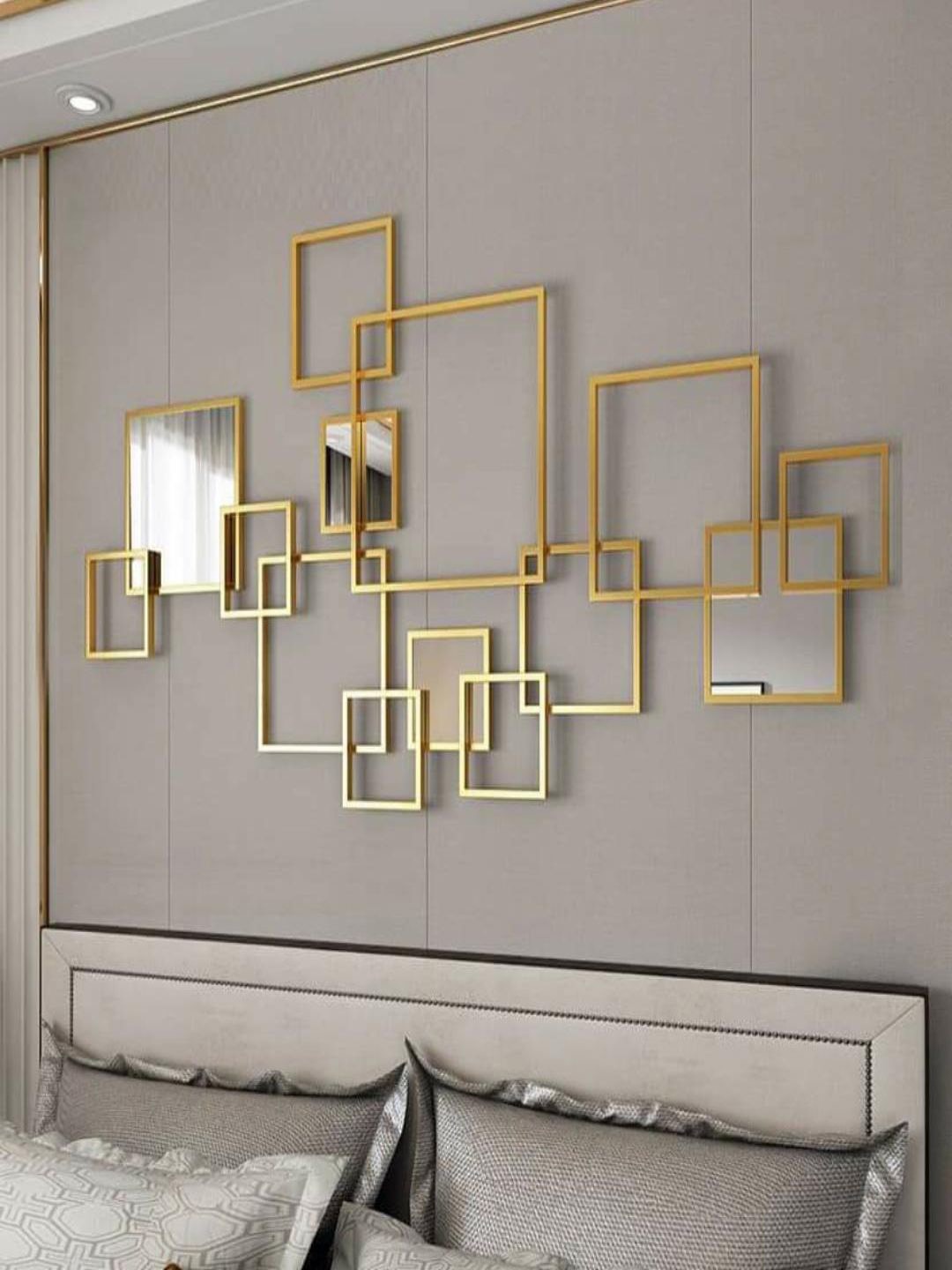 

The Art House Gold-Toned Rectangular Abstract Design Iron Wall Decor