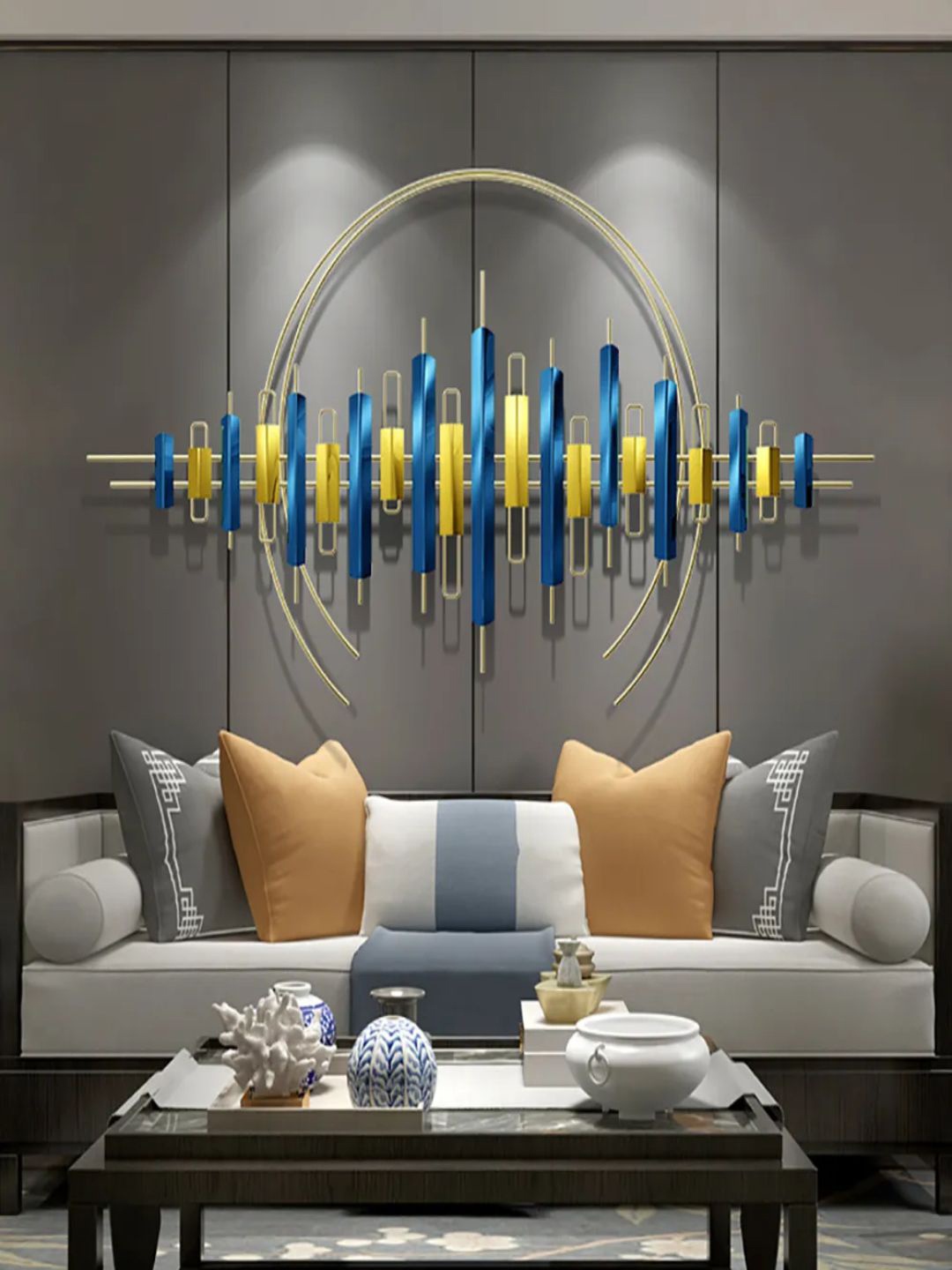 

The Art House Gold-Toned & Blue Textured Abstract Metal Wall Decor