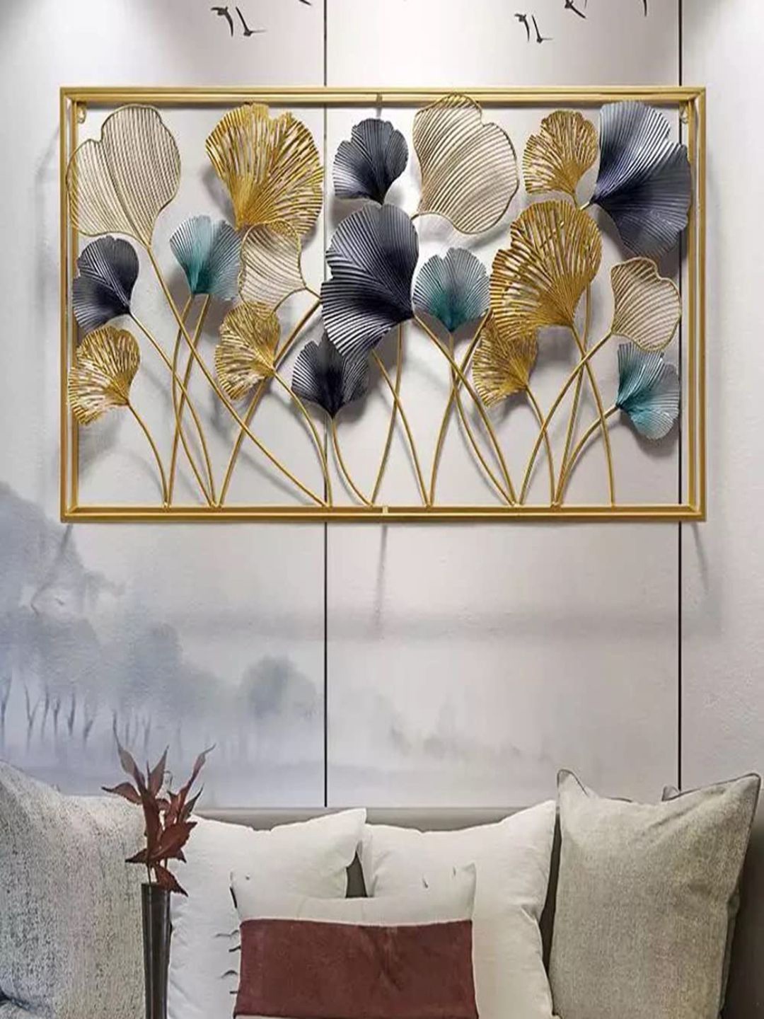 

The Art House Gold-Toned & Black Textured Luxury Frame Metal Wall Decor