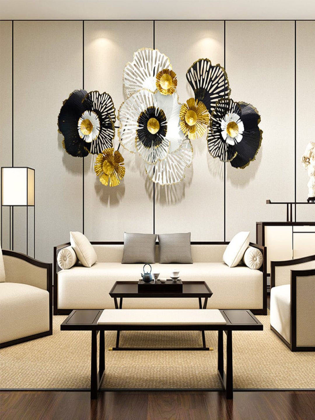 

The Art House Modern White & Black Textured Floral Metal Wall Decor