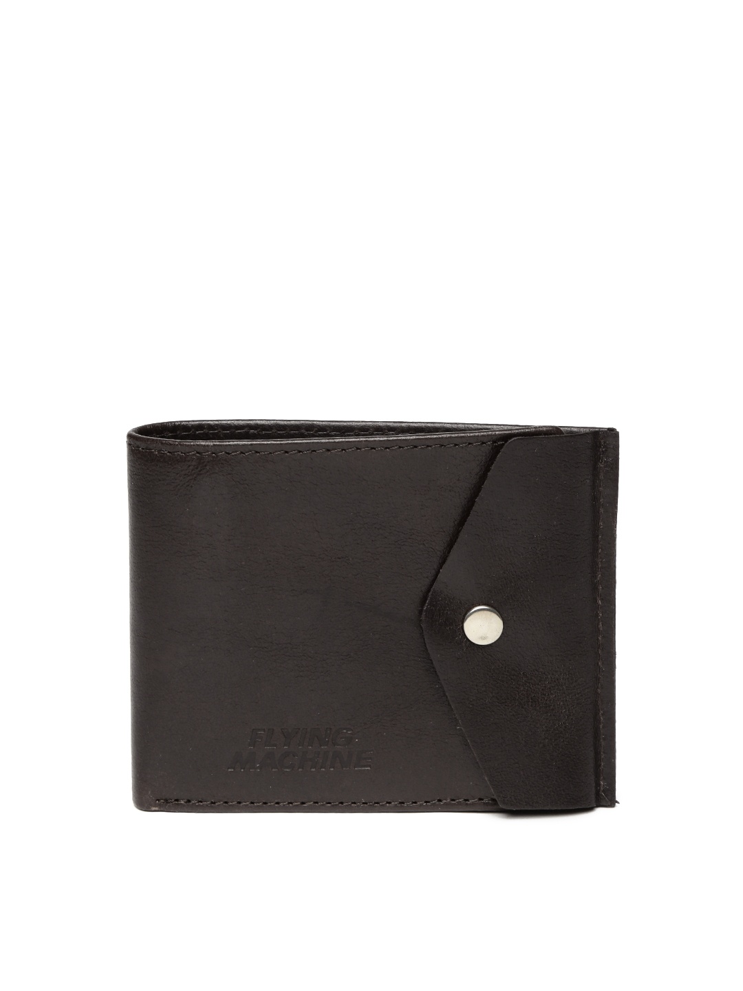 

Flying Machine Men Brown Leather Two Fold Wallet, Coffee brown