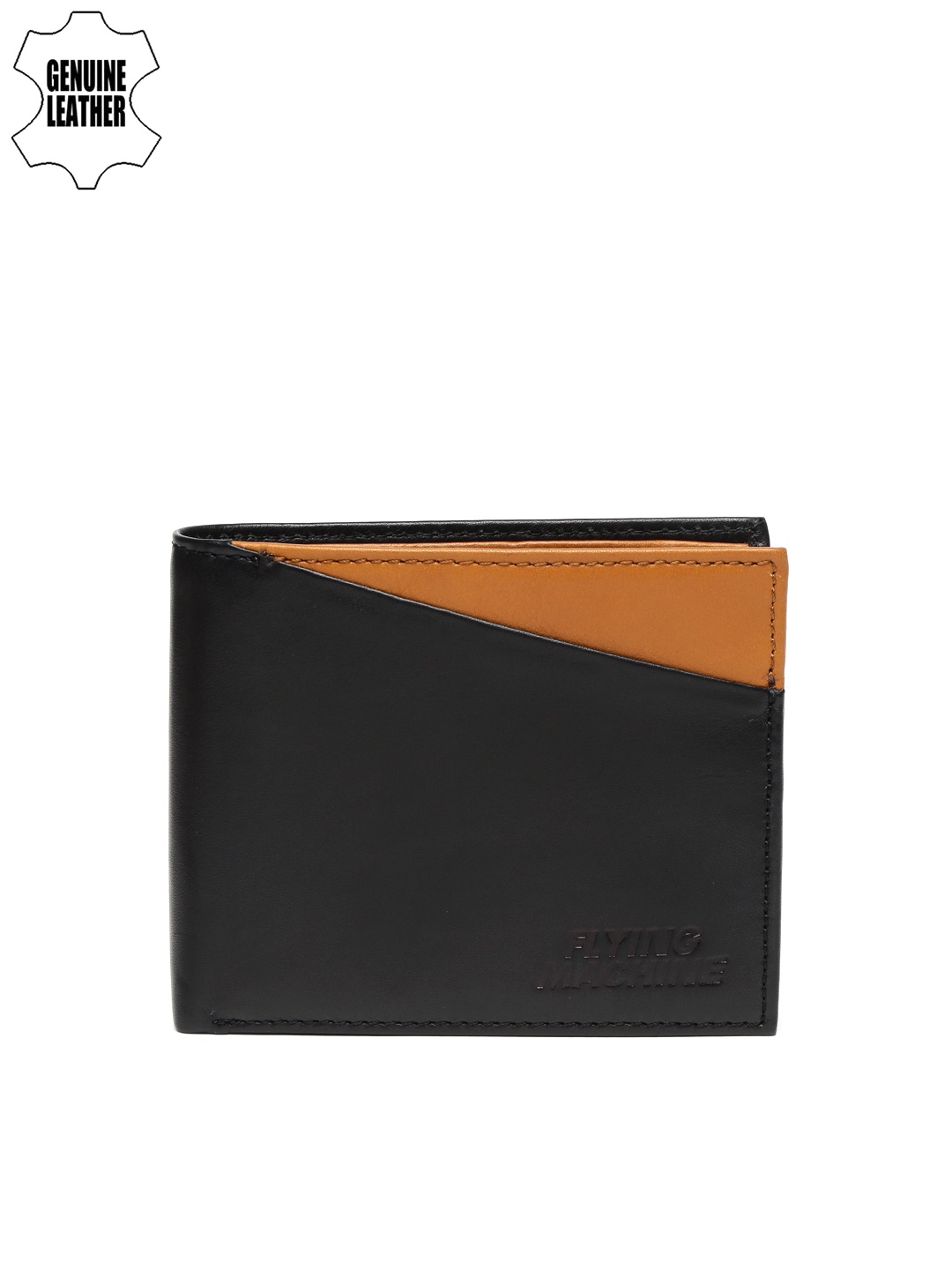 

Flying Machine Men Black & Brown Genuine Leather Two Fold Wallet