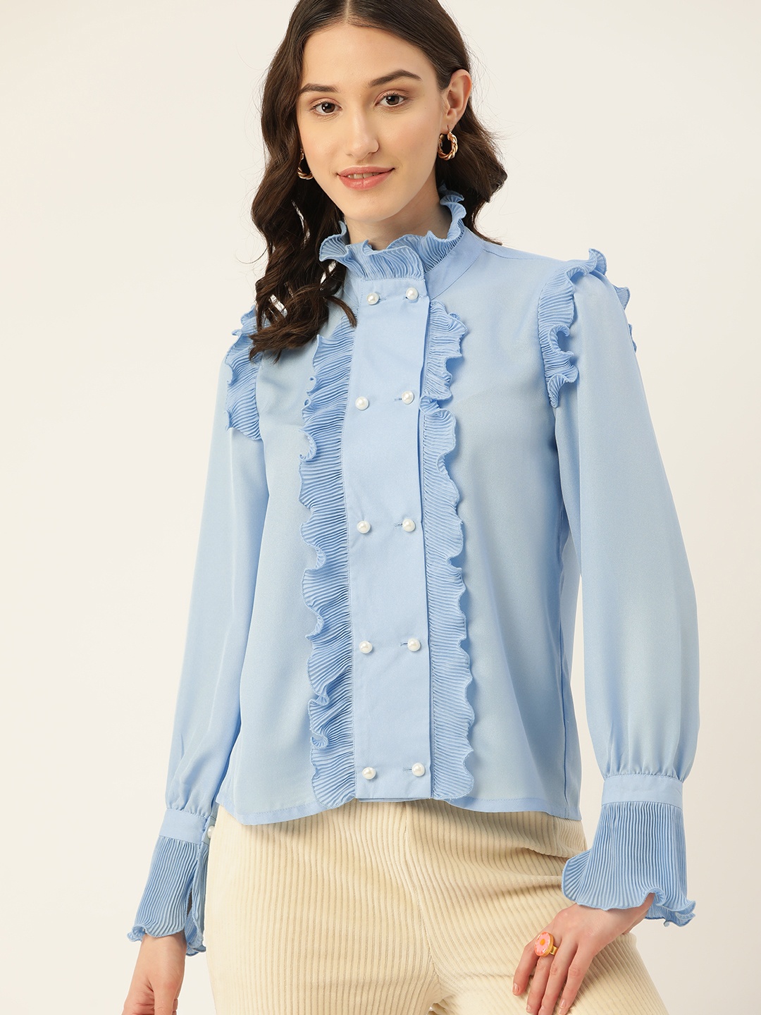 

DressBerry Women Turquoise Blue Comfort Casual Shirt