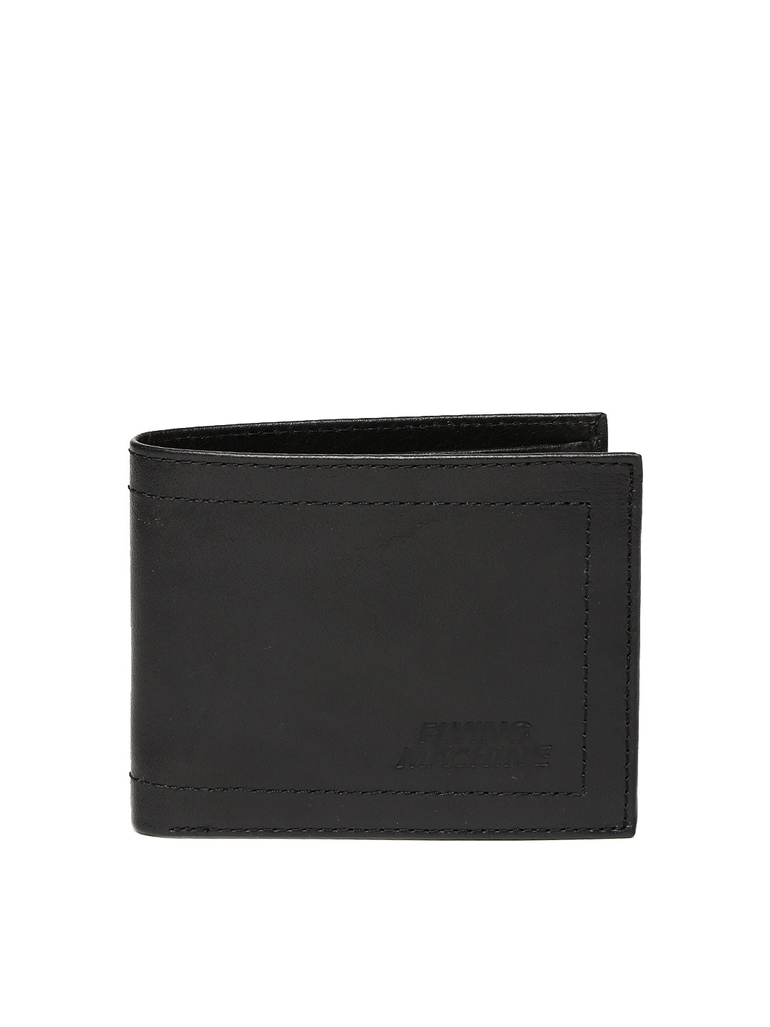 

Flying Machine Men Black Two Fold Leather Wallet