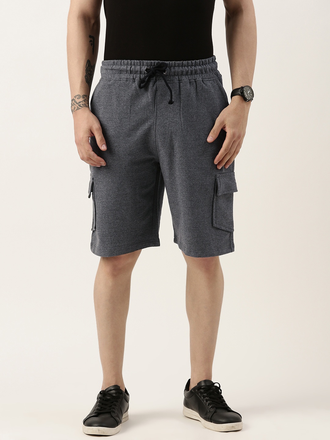

ARISE Solid Cargo Shorts, Grey melange