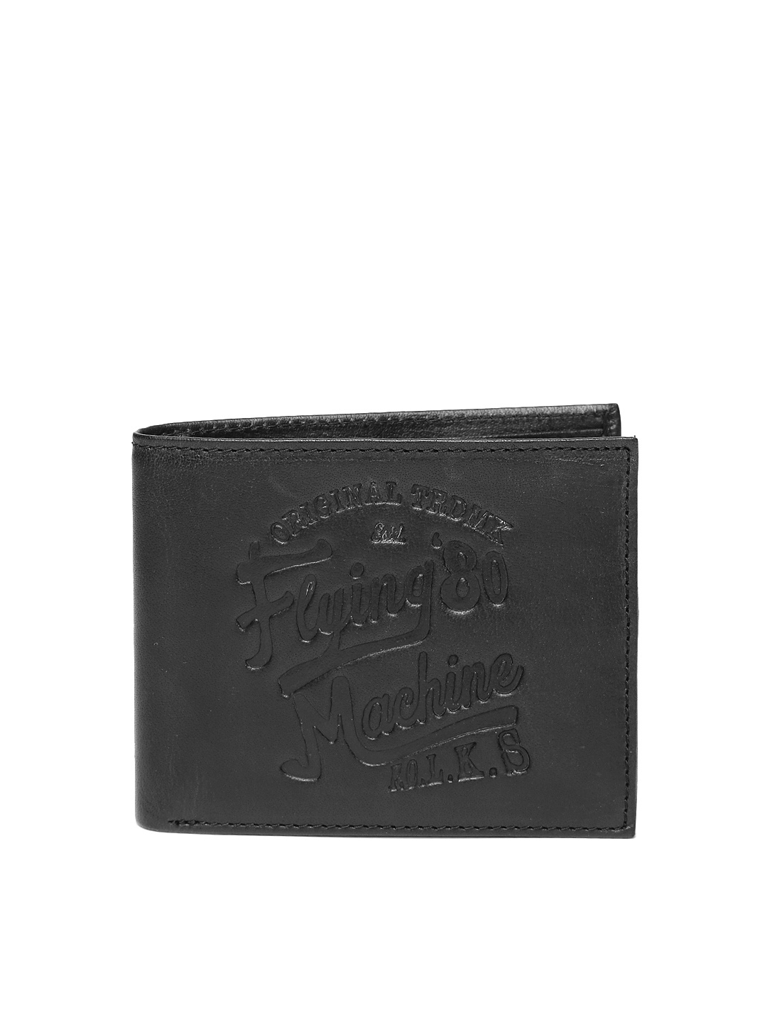 

Flying Machine Men Black Two Fold Leather Wallet
