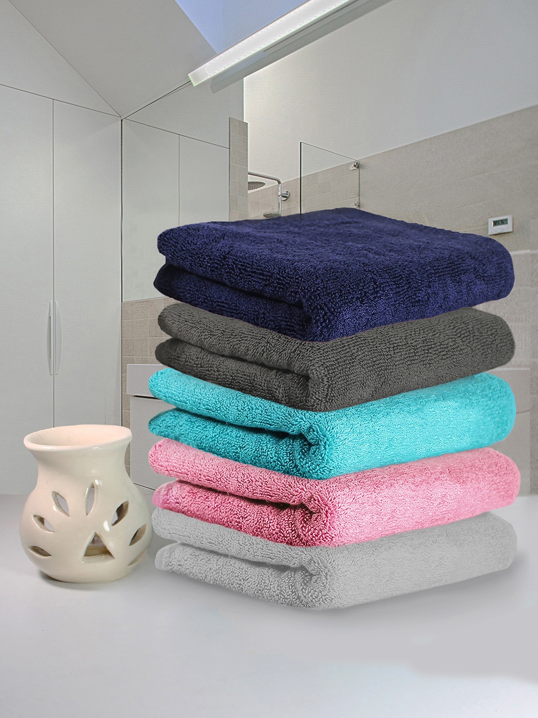 

Heelium Unisex Pack of 5 Bamboo Super Soft & Quick Drying Home & Gym Hand Towel, Grey