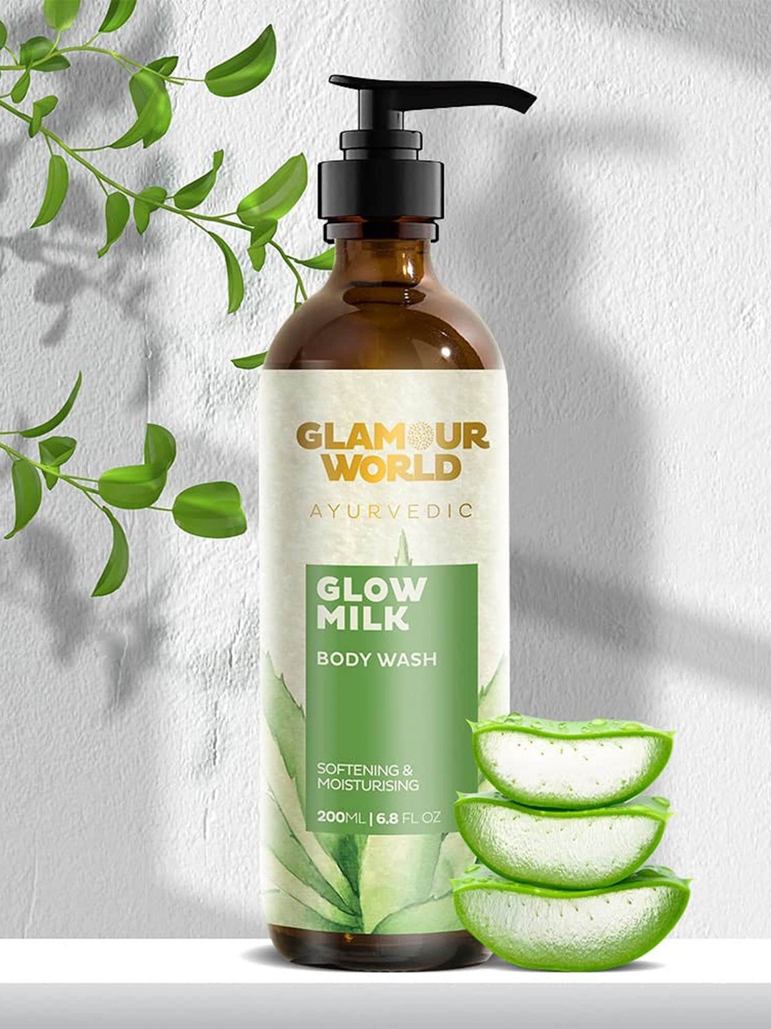 

Glamour World Ayurvedic Glow Milk Body Wash for Softening & Moisturizing - 200 ml, Green