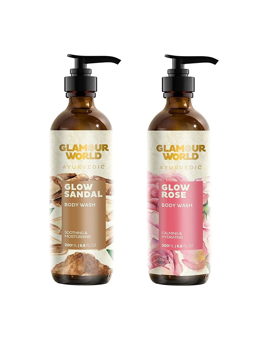 

Glamour World Ayurvedic Glow Set of Rose & Sandal Body Wash - 200 ml Each, White