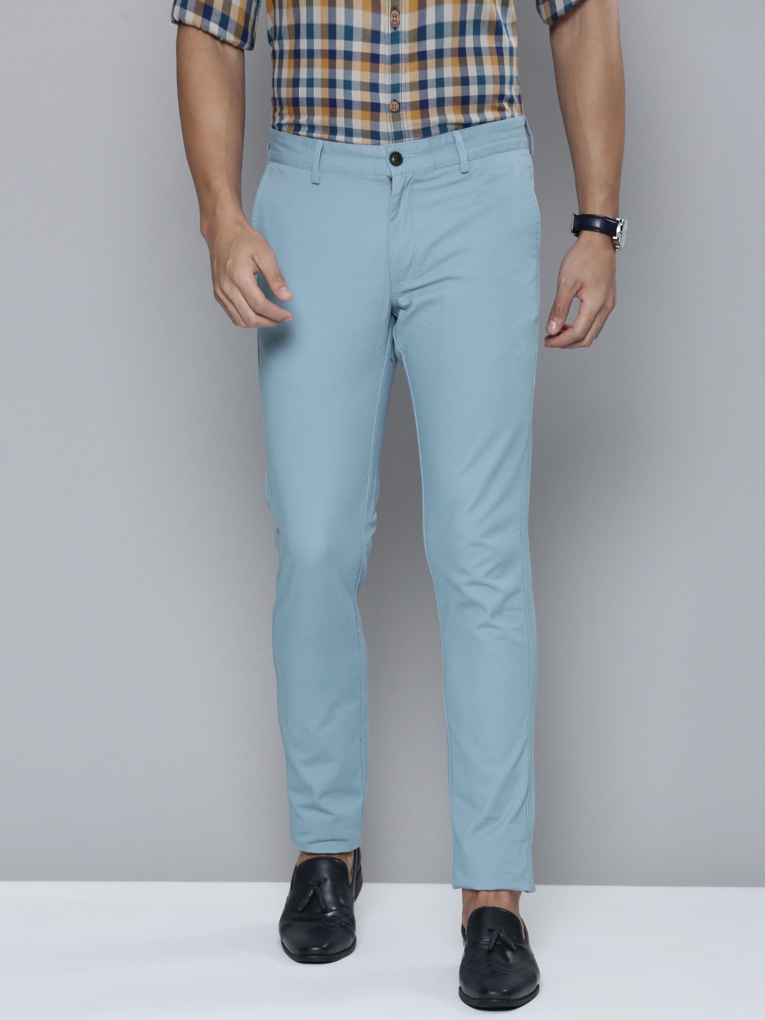 

Indian Terrain Men Brooklyn Slim Fit Trousers, Blue