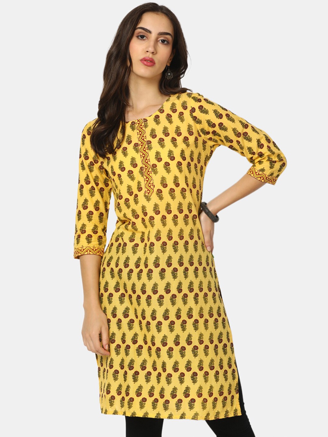

V-Mart Women Yellow & Yellow Printed Kurta