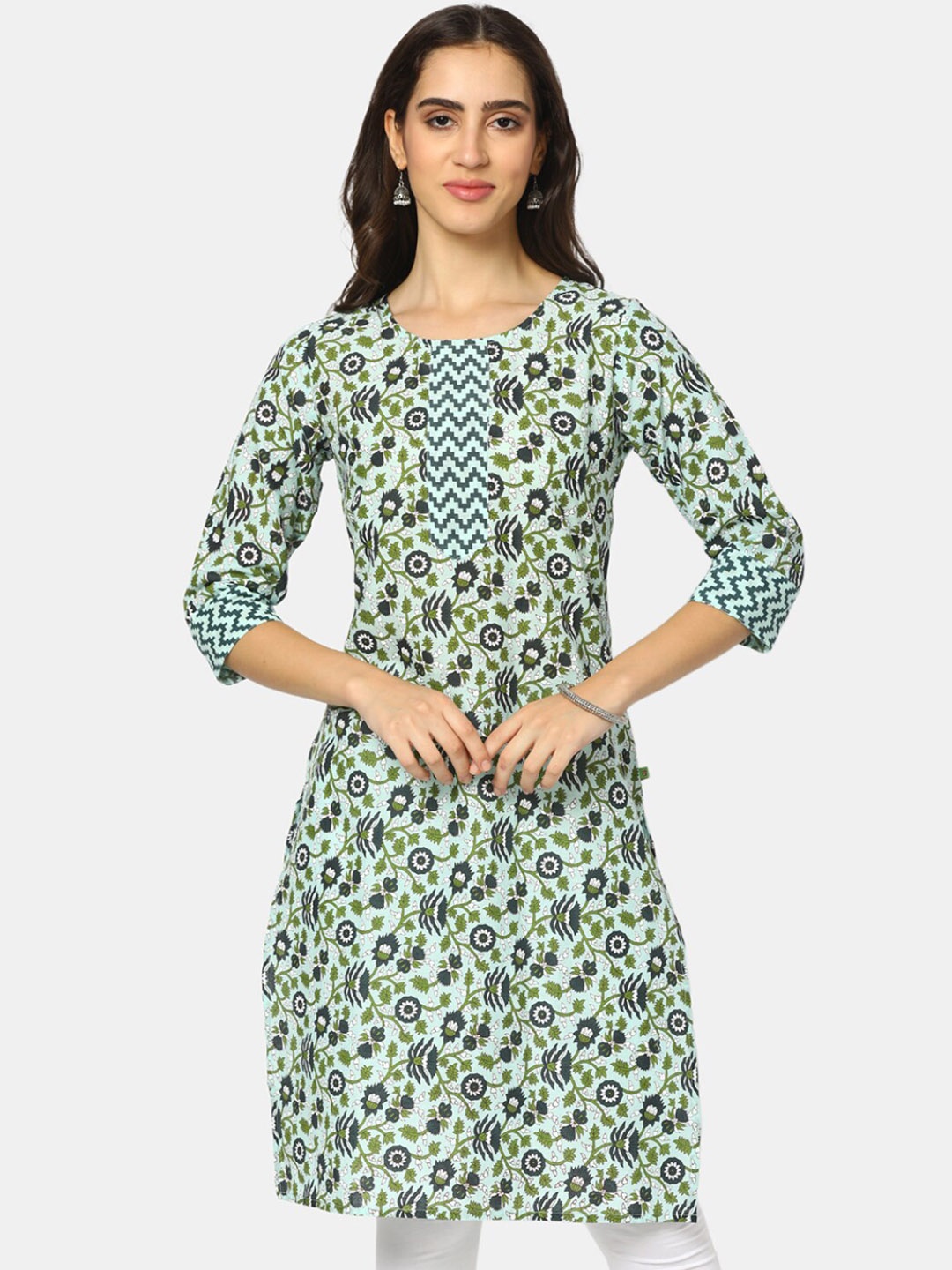 

V-Mart Women Green & Green Printed Kurta