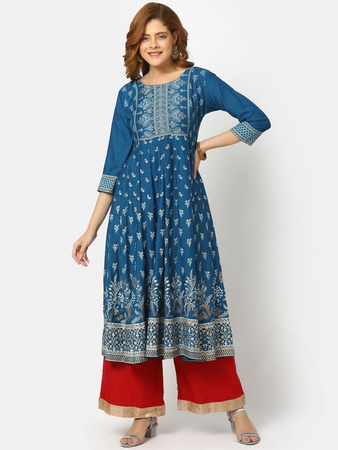 

V-Mart Women Blue & Blue Printed Kurta