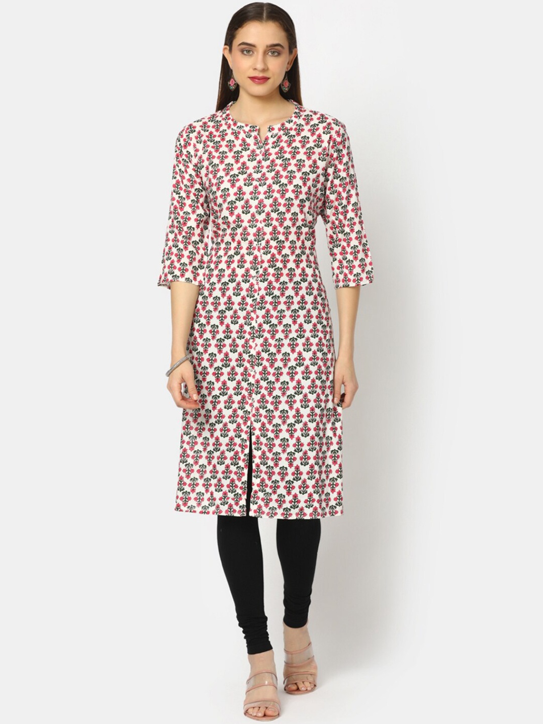 

V-Mart Women White & White Printed Kurta