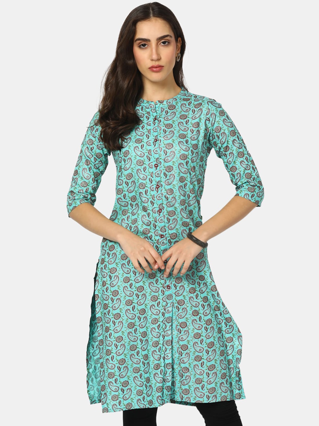 

V-Mart Women Teal & Teal Printed Kurta