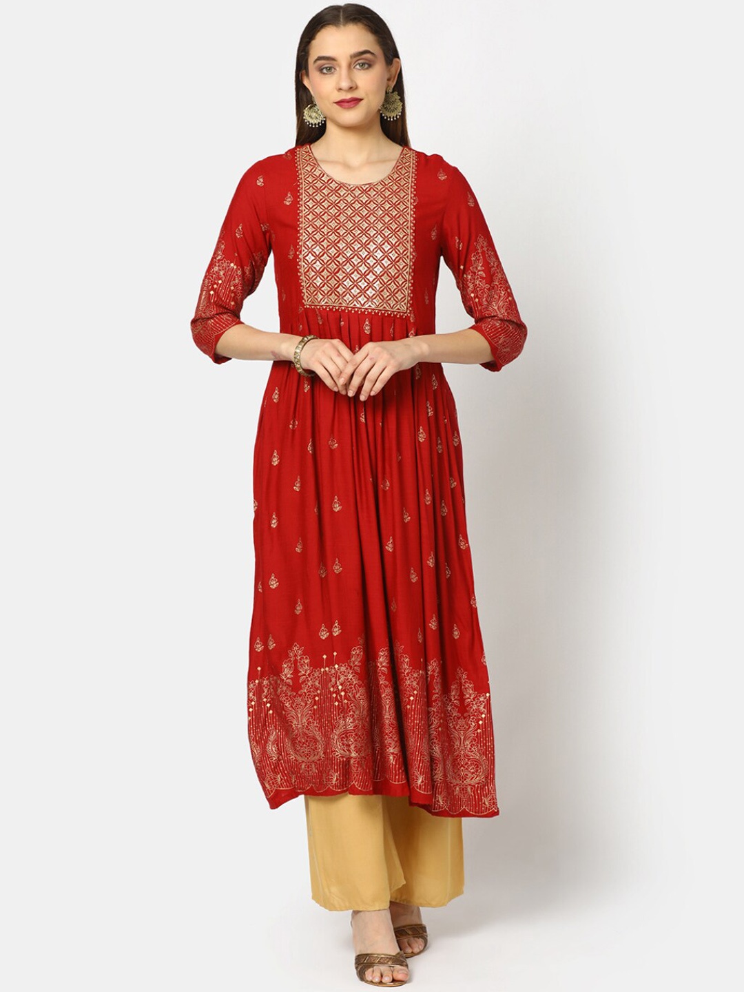 

V-Mart Women Red & Red Printed Kurta