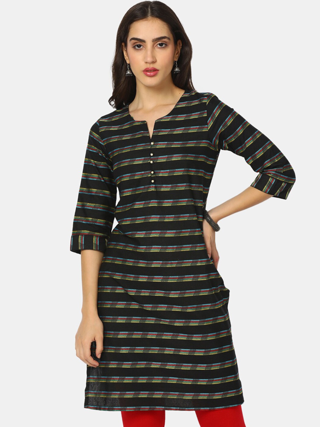 

V-Mart Women Black & Black Kurta